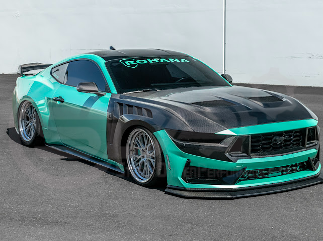 2024-Up Ford Mustang S650 Dark Horse | CARBON FIBER Front Upper Grille Insert Trim Pair